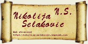 Nikolija Selaković vizit kartica